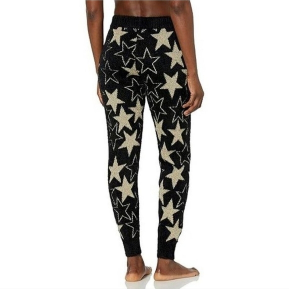 Pj Salvage Black with Cream Stars Sweater Material jogger lounge Pants M NWT - Picture 2 of 5